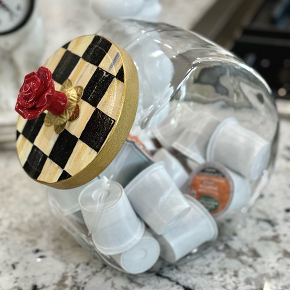 Hand Crafted Courtly Check cookie jar glass canister - Picture 4 of 7